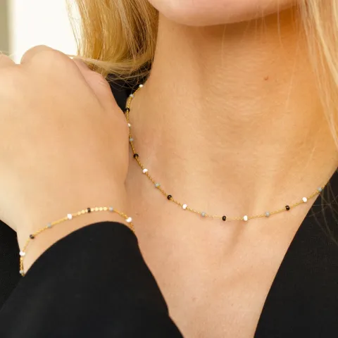 Enamel Lola Salt’n’Pepper ketting in verguld sterlingzilver