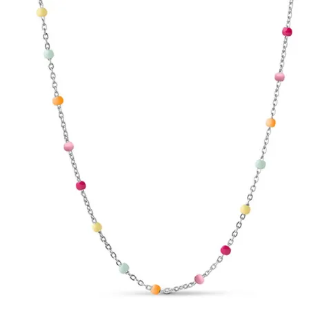 Enamel Lola Rainbow ketting in zilver regenboogkleurig emaille