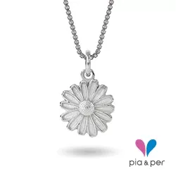 10 mm Pia en Per margriet ketting in zilver witte emaille
