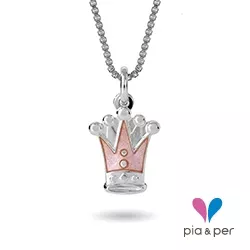 Pia en Per kroon ketting in zilver roze emaille