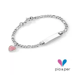 Pia en Per hart armband in zilver roze emaille