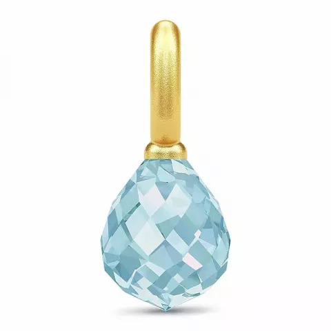 Julie Sandlau druppelvormig kristal hanger in verguld sterlingzilver blauwe kristal
