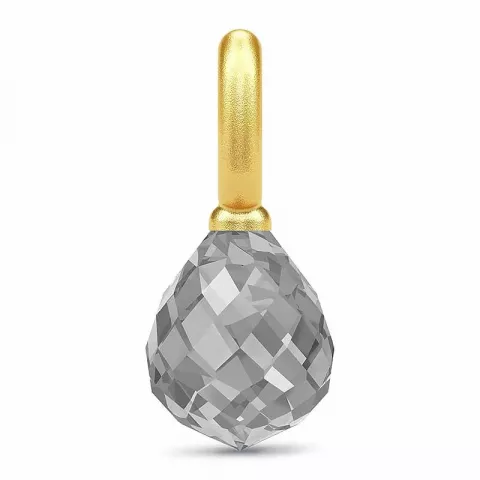 Elegant Julie Sandlau druppelvormig hanger in verguld sterlingzilver grijs kristal