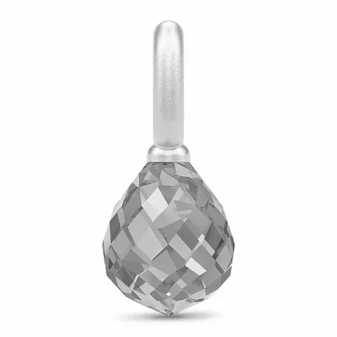 Julie Sandlau druppelvormig kristal hanger in satijn gerodineerd sterling zilver grijs kristal