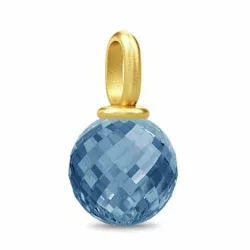 Julie Sandlau rond blauwe kristal hanger in verguld sterlingzilver blauwe kristal
