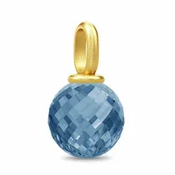 Julie Sandlau Globe rond blauwe kristal hanger in verguld sterlingzilver blauwe kristal