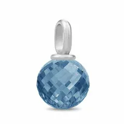 Julie Sandlau Globe blauwe hanger in satijn gerodineerd sterling zilver blauwe kristal