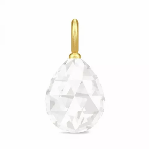 Julie Sandlau druppelvormig witte kristal hanger in verguld sterlingzilver witte kristal