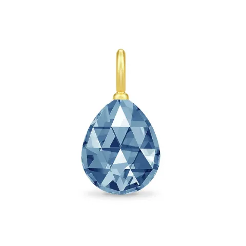 Julie Sandlau druppel hanger in verguld sterlingzilver blauwe kristal