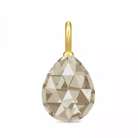Julie Sandlau druppel rookkleurige kristal hanger in verguld sterlingzilver rookkleurige kristal