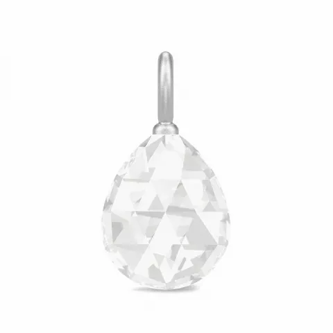 Julie Sandlau witte kristal hanger in satijn gerodineerd sterling zilver witte kristal