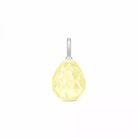 Julie Sandlau druppelvormig geel kristal hanger in satijn gerodineerd sterling zilver geel kristal