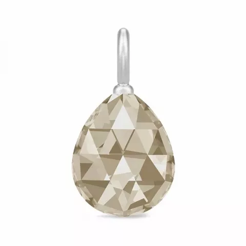 Julie Sandlau druppelvormig kristal hanger in satijn gerodineerd sterling zilver rookkleurige kristal