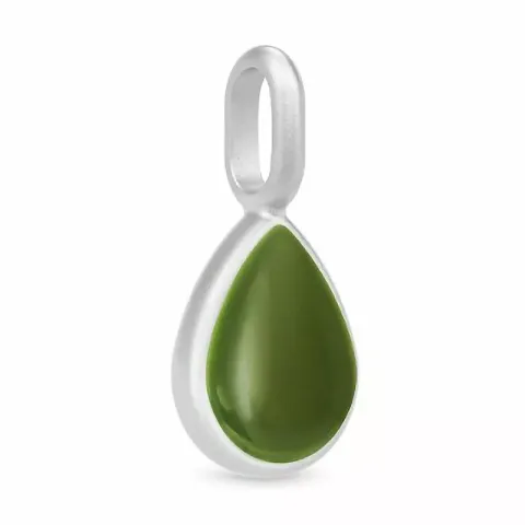 Julie Sandlau druppel kristal hanger in satijn gerodineerd sterling zilver groen kristal