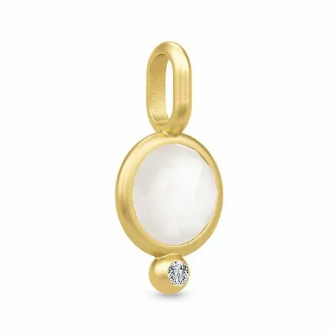 Julie Sandlau hanger in zilver met 22 karaats verguldsel witte maansteen witte zirkoon