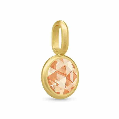 6 mm Julie Sandlau rond zirkoon hanger in verguld sterlingzilver champagnekleurige zirkoon