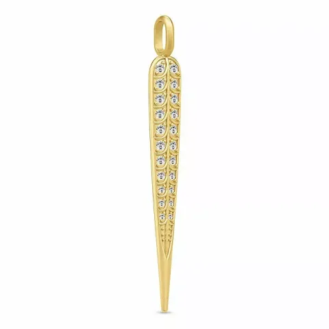 40 mm julie sandlau veer zirkoon hanger in verguld sterlingzilver witte zirkoon