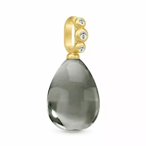 Julie Sandlau druppel hanger in zilver met 22 karaats verguldsel grijs kristal witte zirkoon