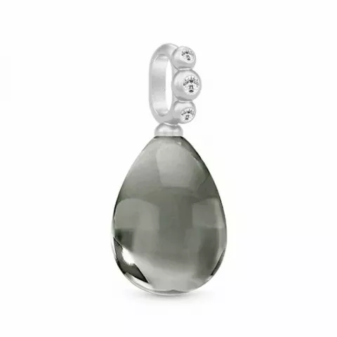 Julie Sandlau druppel hanger in satijn gerodineerd sterling zilver grijs kristal witte zirkoon