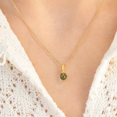 Julie Sandlau Berry Small groen hanger in verguld sterlingzilver groen kristal