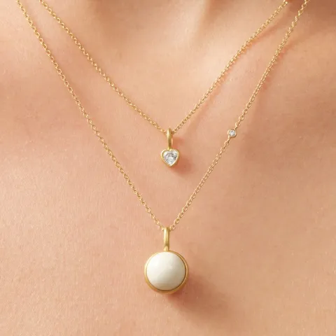 Julie Sandlau Amorina hart hanger in verguld sterlingzilver witte zirkoon