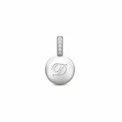 Julie Sandlau ID hanger in satijn gerodineerd sterling zilver witte zirkoon