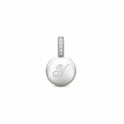 Julie Sandlau ID hanger in satijn gerodineerd sterling zilver witte zirkoon