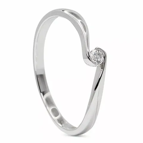 Echt diamant gouden ring in 9 karaat witgoud 0,05 ct