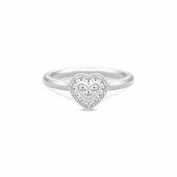 Julie Sandlau Sweetheart hart witte zirkoon ring in satijn gerodineerd sterling zilver witte zirkoon