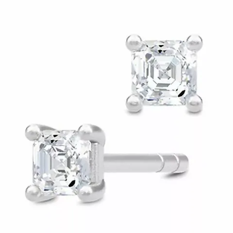 klein Julie Sandlau Imperial vierkant oorbellen in satijn gerodineerd sterling zilver witte zirkoon