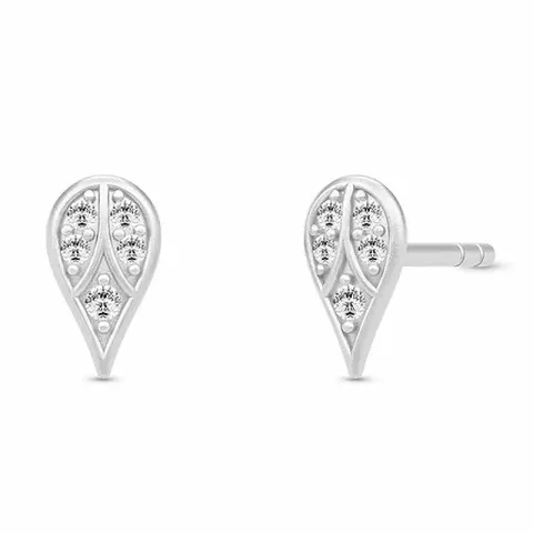 Julie sandlau veer zirkoon oorbellen in satijn gerodineerd sterling zilver witte zirkonen