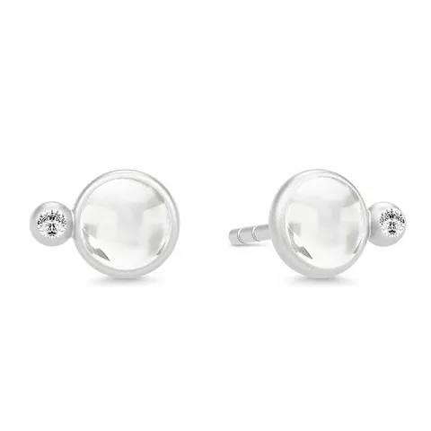 Julie sandlau rond kristal oorbellen in satijn gerodineerd sterling zilver witte kristallen witte zirkonen