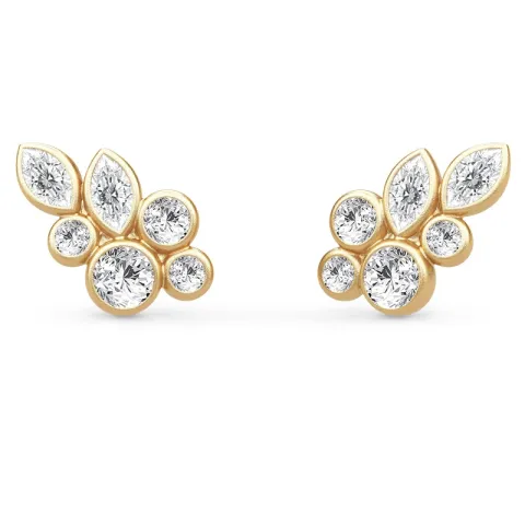 Julie Sandlau White Wisteria oorbellen in verguld sterlingzilver witte zirkoon