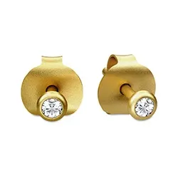 Julie Sandlau FINESSE rond oorbellen in verguld sterlingzilver witte zirkoon