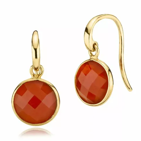 Izabel Camille Prima Donna rond rode onyx oorbellen in verguld sterlingzilver rode onyx
