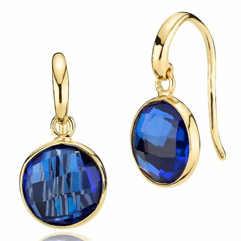 Izabel Camille rond blauwe kwarts oorbellen in verguld sterlingzilver blauwe kwarts