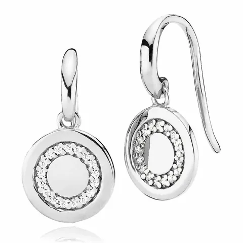 10 mm Izabel Camille Circle Line rond oorbellen in zilver witte zirkoon