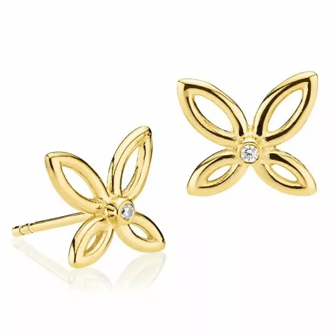 Izabel Camille Blossom bloem oorbellen in verguld sterlingzilver witte zirkoon