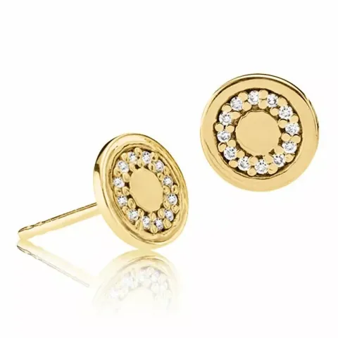 Izabel Camille Circle Line cirkel oorbellen in verguld sterlingzilver witte zirkoon