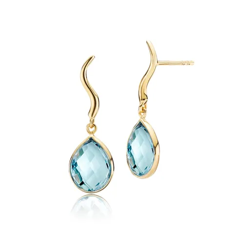 Izabel Camille Marie oorbellen in verguld sterlingzilver blauwe steen
