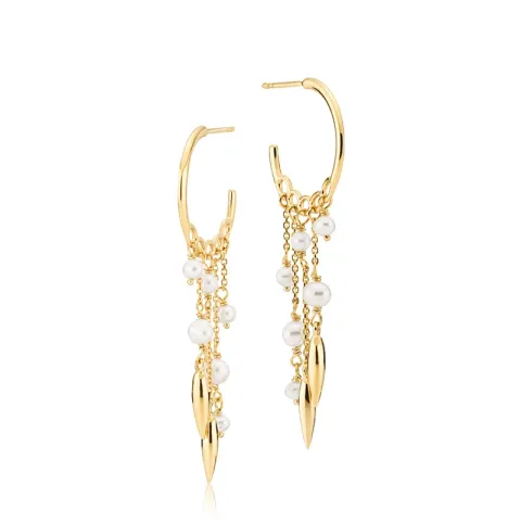 Izabel Camille Majesty parel creool in verguld sterlingzilver