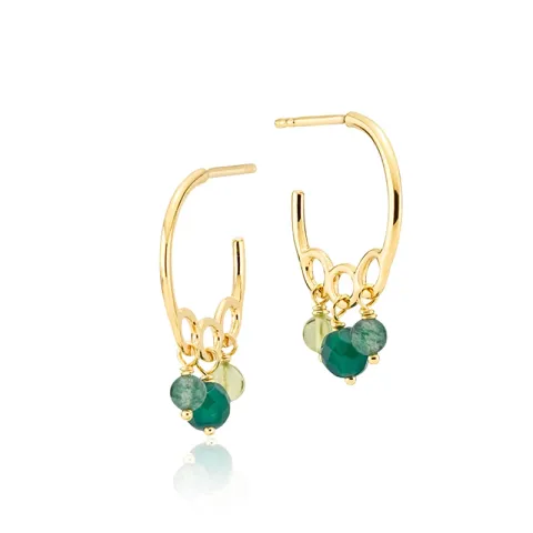 25 mm Izabel Camille Majesty groene parel creool in verguld sterlingzilver