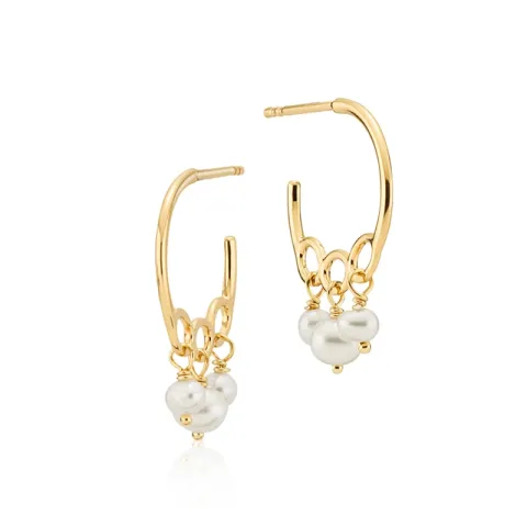 25 mm Izabel Camille Majesty witte parel creool in verguld sterlingzilver