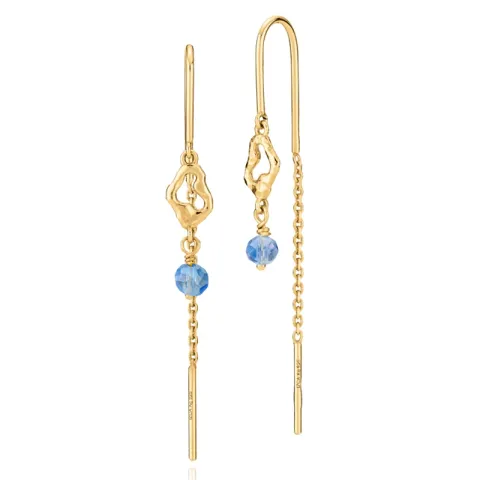 Izabel Camille x Karina oorbellen in verguld sterlingzilver blauwe kristal