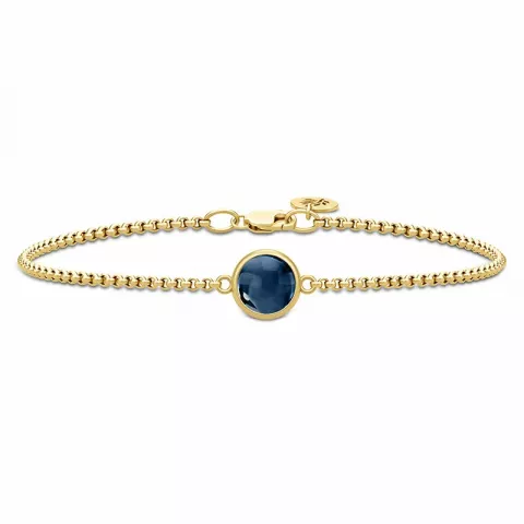 Julie Sandlau rond saffier armband in verguld sterlingzilver blauwe syntetische saffier