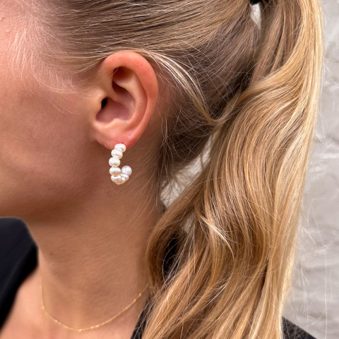 Enamel Pearlie Chunky halfcreool in verguld sterlingzilver