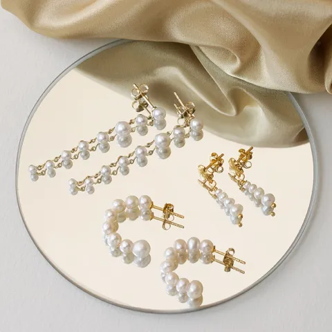 Enamel Pearlie Chunky halfcreool in verguld sterlingzilver