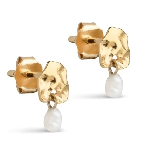 Enamel Mio Pearl oorsteker in verguld sterlingzilver