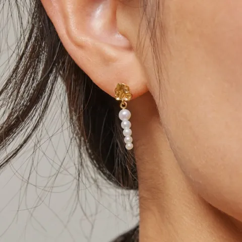 Enamel Malaika parel oorbellen in verguld sterlingzilver