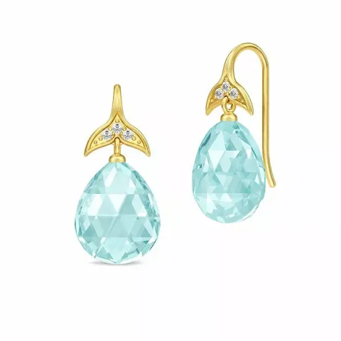 Julie Sandlau Mermaid drop druppel blauwe kristal oorbellen in verguld sterlingzilver blauwe kristal witte zirkoon